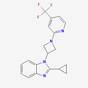 molecular formula C19H17F3N4 B2957432 2-Cyclopropyl-1-[1-[4-(trifluoromethyl)pyridin-2-yl]azetidin-3-yl]benzimidazole CAS No. 2380081-58-1