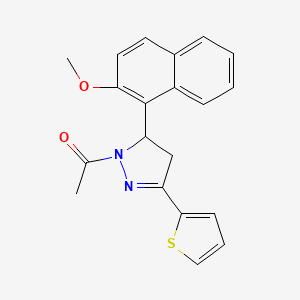 molecular formula C20H18N2O2S B2957433 1-(5-(2-methoxynaphthalen-1-yl)-3-(thiophen-2-yl)-4,5-dihydro-1H-pyrazol-1-yl)ethanone CAS No. 931668-96-1