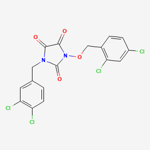 molecular formula C17H10Cl4N2O4 B2957439 1-[(2,4-Dichlorophenyl)methoxy]-3-[(3,4-dichlorophenyl)methyl]imidazolidine-2,4,5-trione CAS No. 320422-88-6