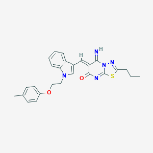 molecular formula C26H25N5O2S B295744 (6Z)-5-imino-6-({1-[2-(4-methylphenoxy)ethyl]-1H-indol-3-yl}methylidene)-2-propyl-5,6-dihydro-7H-[1,3,4]thiadiazolo[3,2-a]pyrimidin-7-one 