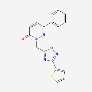 molecular formula C17H12N4O2S B2957441 6-phenyl-2-((3-(thiophen-2-yl)-1,2,4-oxadiazol-5-yl)methyl)pyridazin-3(2H)-one CAS No. 1105250-57-4