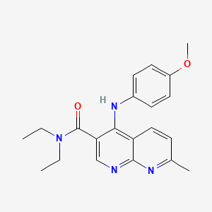 molecular formula C21H24N4O2 B2957455 N,N-diethyl-4-((4-methoxyphenyl)amino)-7-methyl-1,8-naphthyridine-3-carboxamide CAS No. 1251678-06-4