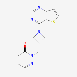 molecular formula C14H13N5OS B2957457 2-[(1-{噻吩[3,2-d]嘧啶-4-基}氮杂环丁-3-基甲基)-2,3-二氢吡啶并-3-酮 CAS No. 2198576-36-0