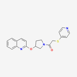 molecular formula C20H19N3O2S B2957462 2-(Pyridin-4-ylthio)-1-(3-(quinolin-2-yloxy)pyrrolidin-1-yl)ethanone CAS No. 2034248-54-7