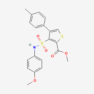molecular formula C20H19NO5S2 B2957473 3-[(4-甲氧苯基)磺酰基]-4-(4-甲苯基)噻吩-2-甲酸甲酯 CAS No. 941935-61-1