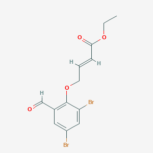 molecular formula C13H12Br2O4 B2957480 ethyl (E)-4-(2,4-dibromo-6-formylphenoxy)-2-butenoate CAS No. 424828-18-2