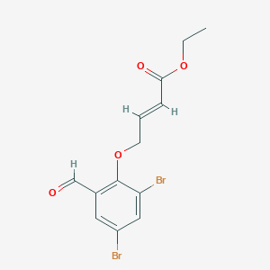 molecular formula C13H12Br2O4 B2957480 乙基(E)-4-(2,4-二溴-6-甲酰苯氧基)-2-丁烯酸酯 CAS No. 424828-18-2