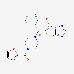 molecular formula C20H19N5O3S B2957491 Furan-2-yl(4-((6-hydroxythiazolo[3,2-b][1,2,4]triazol-5-yl)(phenyl)methyl)piperazin-1-yl)methanone CAS No. 868219-37-8