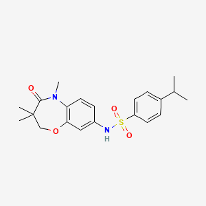 molecular formula C21H26N2O4S B2957492 4-isopropyl-N-(3,3,5-trimethyl-4-oxo-2,3,4,5-tetrahydrobenzo[b][1,4]oxazepin-8-yl)benzenesulfonamide CAS No. 922093-45-6