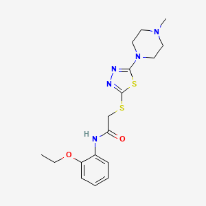 molecular formula C17H23N5O2S2 B2957497 N-(2-乙氧基苯基)-2-((5-(4-甲基哌嗪-1-基)-1,3,4-噻二唑-2-基)硫)乙酰胺 CAS No. 1105221-17-7