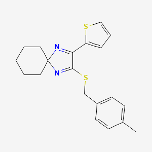 molecular formula C20H22N2S2 B2957499 2-[(4-甲基苄基)硫代]-3-(2-噻吩基)-1,4-二氮螺[4.5]癸-1,3-二烯 CAS No. 1287153-14-3