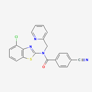 molecular formula C21H13ClN4OS B2957508 N-(4-氯苯并[d]噻唑-2-基)-4-氰基-N-(吡啶-2-基甲基)苯甲酰胺 CAS No. 900005-17-6