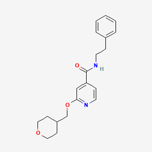 molecular formula C20H24N2O3 B2957510 N-苯乙基-2-((四氢-2H-吡喃-4-基)甲氧基)异烟酰胺 CAS No. 2034296-35-8