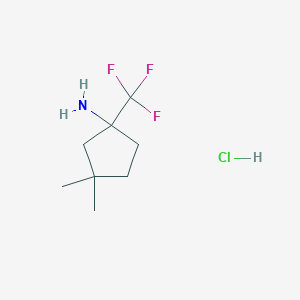 molecular formula C8H15ClF3N B2957521 3,3-Dimethyl-1-(trifluoromethyl)cyclopentan-1-amine;hydrochloride CAS No. 2470440-34-5