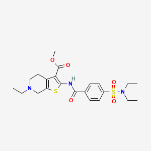 molecular formula C22H29N3O5S2 B2957522 methyl 2-[[4-(diethylsulfamoyl)benzoyl]amino]-6-ethyl-5,7-dihydro-4H-thieno[2,3-c]pyridine-3-carboxylate CAS No. 449767-29-7
