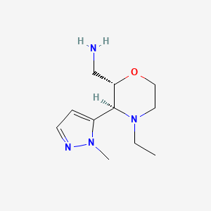 molecular formula C11H20N4O B2957530 外消旋-[（2R,3R）-4-乙基-3-（1-甲基-1H-吡唑-5-基）吗啉-2-基]甲胺，反式 CAS No. 2059908-65-3
