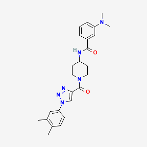 molecular formula C25H30N6O2 B2957534 3-(二甲基氨基)-N-(1-(1-(3,4-二甲基苯基)-1H-1,2,3-三唑-4-甲酰)哌啶-4-基)苯甲酰胺 CAS No. 1251625-10-1