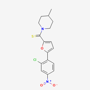 molecular formula C17H17ClN2O3S B2957539 (5-(2-Chloro-4-nitrophenyl)furan-2-yl)(4-methylpiperidin-1-yl)methanethione CAS No. 941942-99-0