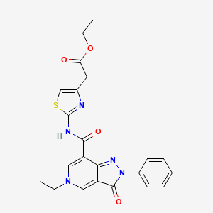 ethyl 2-(2-(5-ethyl-3-oxo-2-phenyl-3,5-dihydro-2H-pyrazolo[4,3-c]pyridine-7-carboxamido)thiazol-4-yl)acetate