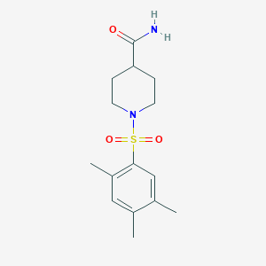 molecular formula C15H22N2O3S B2957554 1-(2,4,5-Trimethyl-benzenesulfonyl)-piperidine-4-carboxylic acid amide CAS No. 667891-83-0