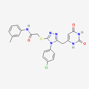 molecular formula C22H19ClN6O3S B2957569 2-[[4-(4-氯苯基)-5-[(2,4-二氧代-1H-嘧啶-6-基)甲基]-1,2,4-三唑-3-基]硫代]-N-(3-甲基苯基)乙酰胺 CAS No. 852154-74-6