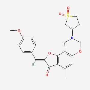 molecular formula C23H23NO6S B2957576 (Z)-8-(1,1-dioxidotetrahydrothiophen-3-yl)-2-(4-methoxybenzylidene)-4-methyl-8,9-dihydro-2H-benzofuro[7,6-e][1,3]oxazin-3(7H)-one CAS No. 946385-43-9