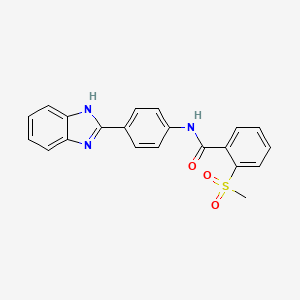 molecular formula C21H17N3O3S B2957581 N-[4-(1H-benzimidazol-2-yl)phenyl]-2-methylsulfonylbenzamide CAS No. 896365-44-9