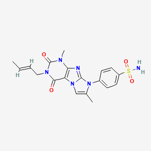 molecular formula C19H20N6O4S B2957584 4-[3-((2E)But-2-enyl)-1,7-dimethyl-2,4-dioxo-1,3,5-trihydro-4-imidazolino[1,2-h]purin-8-yl]benzenesulfonamide CAS No. 938762-59-5