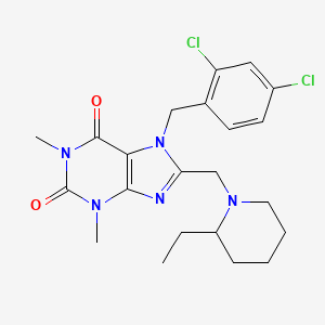 molecular formula C22H27Cl2N5O2 B2957596 7-(2,4-dichlorobenzyl)-8-((2-ethylpiperidin-1-yl)methyl)-1,3-dimethyl-1H-purine-2,6(3H,7H)-dione CAS No. 851940-22-2
