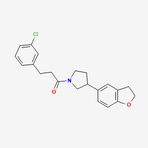 molecular formula C21H22ClNO2 B2957598 3-(3-Chlorophenyl)-1-[3-(2,3-dihydro-1-benzofuran-5-yl)pyrrolidin-1-yl]propan-1-one CAS No. 2097890-19-0