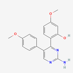 molecular formula C18H17N3O3 B2957606 2-[2-Amino-5-(4-methoxyphenyl)pyrimidin-4-yl]-5-methoxyphenol CAS No. 87538-73-6