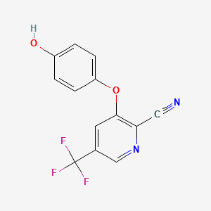 molecular formula C13H7F3N2O2 B2957614 3-(4-羟基苯氧基)-5-(三氟甲基)吡啶-2-腈 CAS No. 338791-69-8