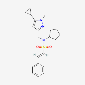 (E)-N-cyclopentyl-N-((5-cyclopropyl-1-methyl-1H-pyrazol-3-yl)methyl)-2-phenylethenesulfonamide