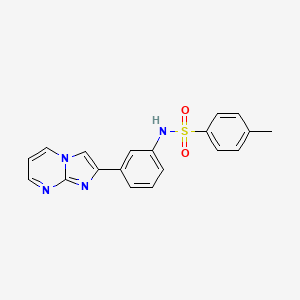 molecular formula C19H16N4O2S B2957625 N-(3-(imidazo[1,2-a]pyrimidin-2-yl)phenyl)-4-methylbenzenesulfonamide CAS No. 724738-02-7