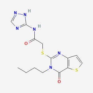 molecular formula C14H16N6O2S2 B2957633 N-(2-chloro-4-fluorophenyl)-5-(cyclopropylcarbonyl)-4,5,6,7-tetrahydrothieno[3,2-c]pyridine-2-sulfonamide CAS No. 1115905-75-3