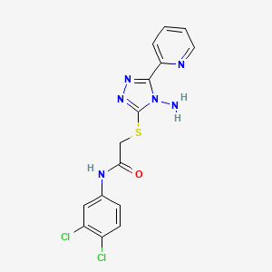 molecular formula C15H12Cl2N6OS B2957641 2-{[4-amino-5-(pyridin-2-yl)-4H-1,2,4-triazol-3-yl]sulfanyl}-N-(3,4-dichlorophenyl)acetamide CAS No. 678557-37-4