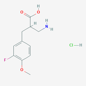 molecular formula C11H15ClFNO3 B2957647 3-氨基-2-[(3-氟-4-甲氧基苯基)甲基]丙酸盐酸盐 CAS No. 2089257-64-5