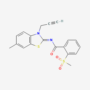 molecular formula C19H16N2O3S2 B2957650 N-(6-methyl-3-prop-2-ynyl-1,3-benzothiazol-2-ylidene)-2-methylsulfonylbenzamide CAS No. 896278-05-0
