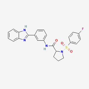 molecular formula C24H21FN4O3S B2957657 N-[3-(1H-1,3-苯并二唑-2-基)苯基]-1-(4-氟苯磺酰基)吡咯烷-2-甲酰胺 CAS No. 1046467-51-9