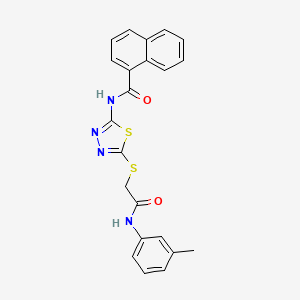molecular formula C22H18N4O2S2 B2957663 N-(5-((2-氧代-2-(间甲苯基氨基)乙基)硫代)-1,3,4-噻二唑-2-基)-1-萘酰胺 CAS No. 392292-45-4