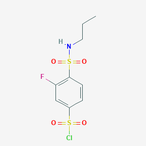 molecular formula C9H11ClFNO4S2 B2957664 3-Fluoro-4-(propylsulfamoyl)benzene-1-sulfonyl chloride CAS No. 1284719-46-5