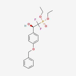 molecular formula C19H23F2O5P B2957665 Diethyl (2-(4-(benzyloxy)phenyl)-1,1-difluoro-2-hydroxyethyl)phosphonate CAS No. 181059-93-8