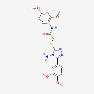 molecular formula C20H23N5O5S B2957674 2-[[4-amino-5-(3,4-dimethoxyphenyl)-1,2,4-triazol-3-yl]sulfanyl]-N-(2,4-dimethoxyphenyl)acetamide CAS No. 843628-91-1