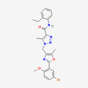 molecular formula C24H24BrN5O3 B2957676 1-{[2-(5-bromo-2-methoxyphenyl)-5-methyl-1,3-oxazol-4-yl]methyl}-N-(2-ethylphenyl)-5-methyl-1H-1,2,3-triazole-4-carboxamide CAS No. 1351817-06-5