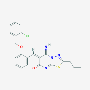 molecular formula C22H19ClN4O2S B295768 6-{2-[(2-chlorobenzyl)oxy]benzylidene}-5-imino-2-propyl-5,6-dihydro-7H-[1,3,4]thiadiazolo[3,2-a]pyrimidin-7-one 
