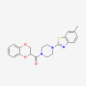 molecular formula C21H21N3O3S B2957680 (2,3-二氢苯并[b][1,4]二噁杂环-2-基)(4-(6-甲基苯并[d]噻唑-2-基)哌嗪-1-基)甲酮 CAS No. 897467-67-3