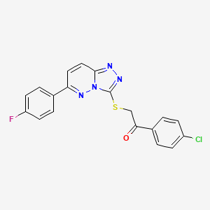 molecular formula C19H12ClFN4OS B2957685 1-(4-Chlorophenyl)-2-((6-(4-fluorophenyl)-[1,2,4]triazolo[4,3-b]pyridazin-3-yl)thio)ethanone CAS No. 941890-17-1