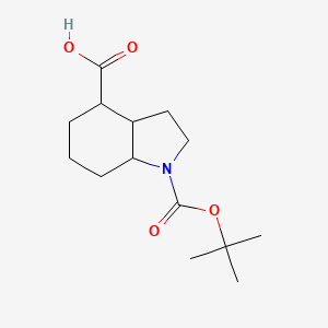 molecular formula C14H23NO4 B2957699 1-[(2-Methylpropan-2-yl)oxycarbonyl]-2,3,3a,4,5,6,7,7a-octahydroindole-4-carboxylic acid CAS No. 1782511-52-7