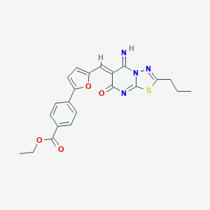 ethyl 4-[5-[(Z)-(5-imino-7-oxo-2-propyl-[1,3,4]thiadiazolo[3,2-a]pyrimidin-6-ylidene)methyl]furan-2-yl]benzoate