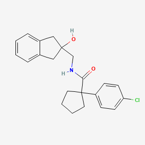 molecular formula C22H24ClNO2 B2957701 1-(4-chlorophenyl)-N-((2-hydroxy-2,3-dihydro-1H-inden-2-yl)methyl)cyclopentanecarboxamide CAS No. 2034594-99-3
